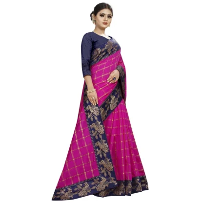 Women's Panetar Silk Saree with Blouse (Pink,5-6 mtrs) - Image 3