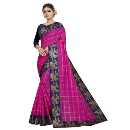 Women's Panetar Silk Saree with Blouse (Pink,5-6 mtrs)