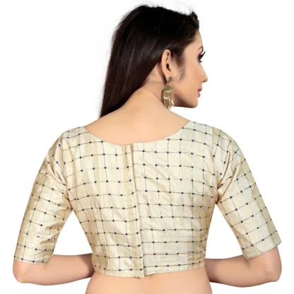 Women's Brocade, Inner-Cotton Full Stitched Padded Blouse (Chiku ) - Image 5