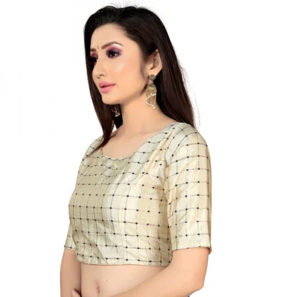 Women's Brocade, Inner-Cotton Full Stitched Padded Blouse (Chiku ) - Image 3