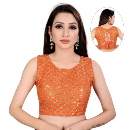 Women's Satin Silk, Inner-Cotton Full Stitched Padded Blouse (Keri Fenta) - Image 6