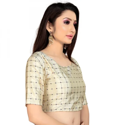 Women's Brocade, Inner-Cotton Full Stitched Padded Blouse (Chiku ) - Image 4