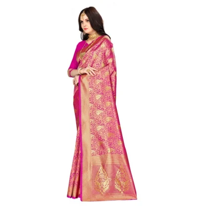 Women's Banarasi Silk Saree (Pink, 5-6mtrs) - Image 3