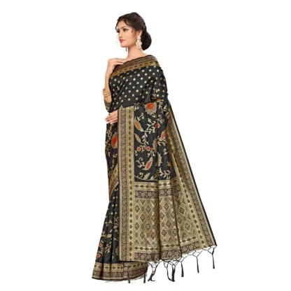 Women's Banarasi Silk Saree (Black, 5-6mtrs) - Image 3