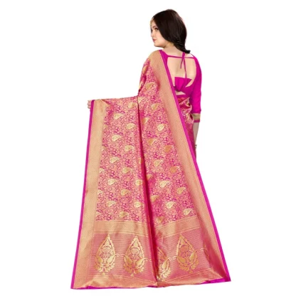 Women's Banarasi Silk Saree (Pink, 5-6mtrs) - Image 2