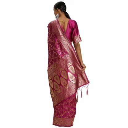 Women's Banarasi Silk Saree (Pink, 5-6mtrs) - Image 2