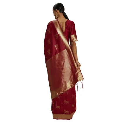 Women's Banarasi Silk Saree (Red, 5-6mtrs) - Image 2