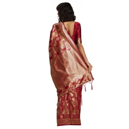 Women's Banarasi Silk Saree (Red, 5-6mtrs) - Image 2