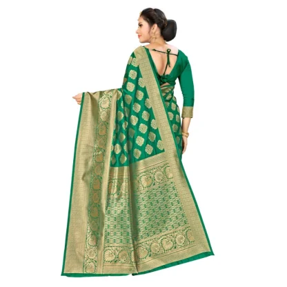 Women's Banarasi Silk Saree (Green, 5-6mtrs) - Image 2