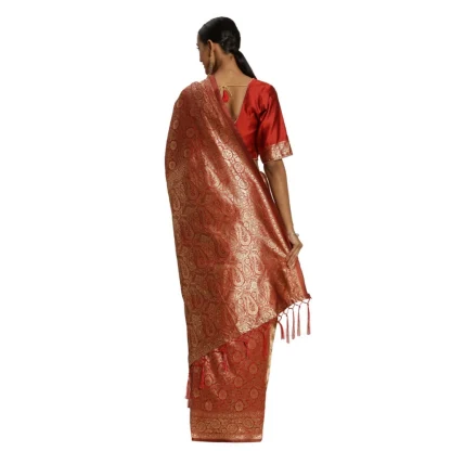 Women's Banarasi Silk Saree (Red, 5-6mtrs) - Image 2