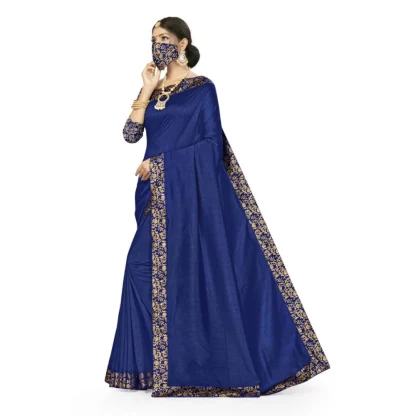 Women's Silk Blend Saree (Neavy blue, 5-6mtrs) - Image 3