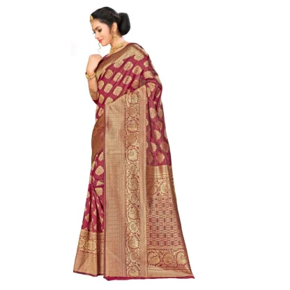 Women's Banarasi Silk Saree (Maroon,5-6 Mtrs) - Image 3