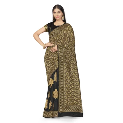 Women's Banarasi Silk Saree (Black,5-6 Mtrs)