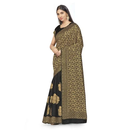 Women's Banarasi Silk Saree (Black,5-6 Mtrs) - Image 4