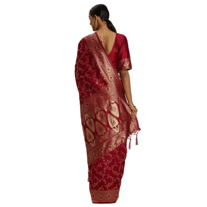 Women's Banarasi Silk Saree (Red,5-6 Mtrs) - Image 2