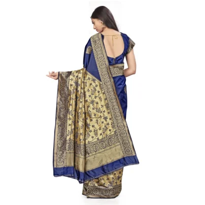 Women's Banarasi Silk Saree (Navy Blue,5-6 Mtrs) - Image 3