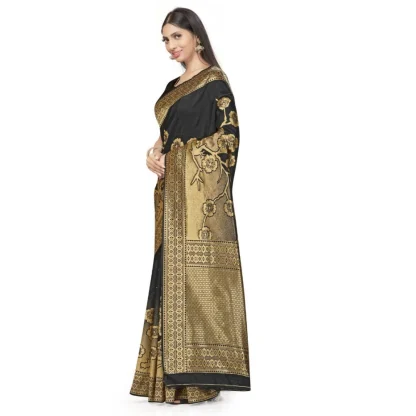 Women's Banarasi Silk Saree (Black,5-6 Mtrs) - Image 2