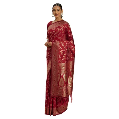 Women's Banarasi Silk Saree (Red,5-6 Mtrs)