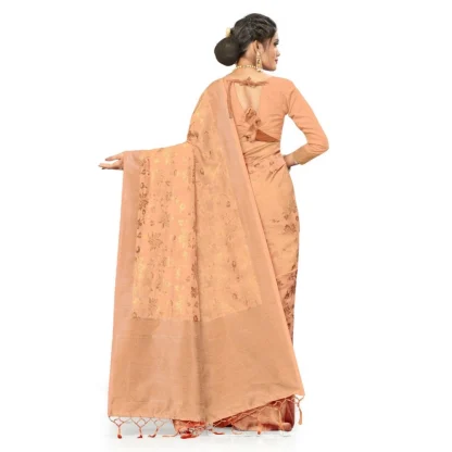 Women's Banarasi (Spun Cotton) Saree (Beige,5-6 Mtrs) - Image 2