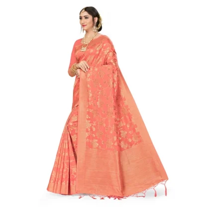 Women's Banarasi (Spun Cotton) Saree (Light Pink,5-6 Mtrs) - Image 3