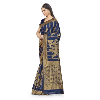 Women's Banarasi Silk Saree (Navy Blue,5-6 Mtrs) - Image 4