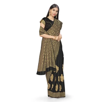 Women's Banarasi Silk Saree (Black,5-6 Mtrs) - Image 2