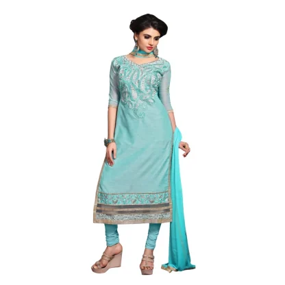 Women's Chanderi Unstitched Salwar Suit-Material With Dupatta (Light Sea Green,2.3 Mtrs)