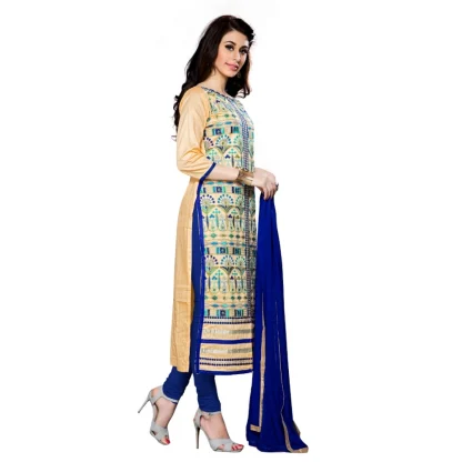 Women's Cotton Unstitched Salwar Suit-Material With Dupatta (Beige,2.3 Mtrs) - Image 2