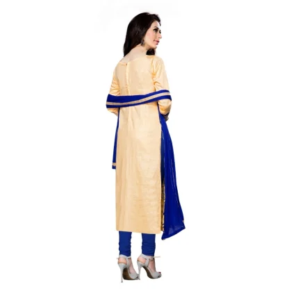 Women's Cotton Unstitched Salwar Suit-Material With Dupatta (Beige,2.3 Mtrs) - Image 3