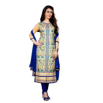 Women's Cotton Unstitched Salwar Suit-Material With Dupatta (Beige,2.3 Mtrs)