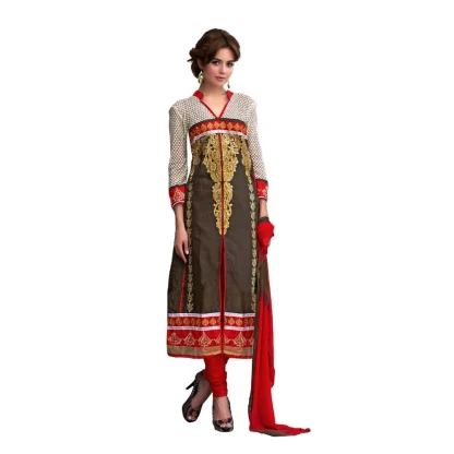 Women's Glaze Cotton Unstitched Salwar Suit-Material With Dupatta (Brown,2.2 Mtrs)