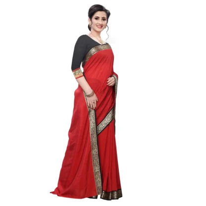 Women's Vichitra Silk Saree(Red ,5-6Mtrs) - Image 3