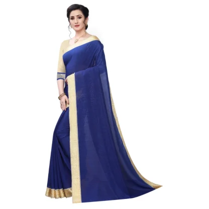 Women's Vichitra Silk Saree(Navy Blue ,5-6Mtrs) - Image 4