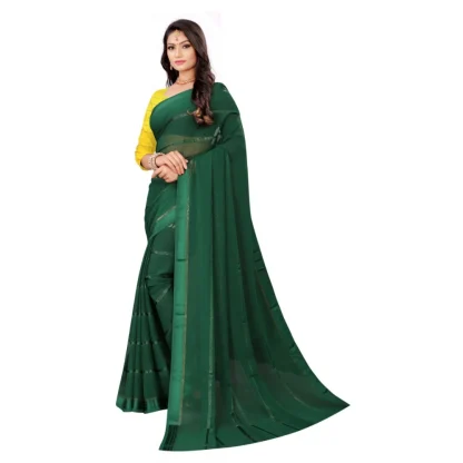 Women's Georgette Silk Saree(Green ,5-6Mtrs) - Image 4