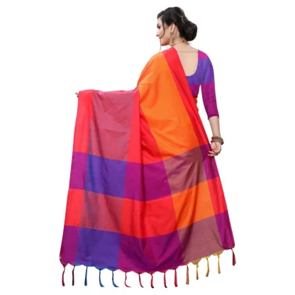 Women's Woven Sana Silk Saree (Orange,5-6Mtrs) - Image 3