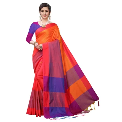 Women's Woven Sana Silk Saree (Orange,5-6Mtrs)