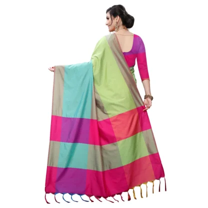 Women's Woven Sana Silk Saree (Lime green,5-6Mtrs) - Image 3