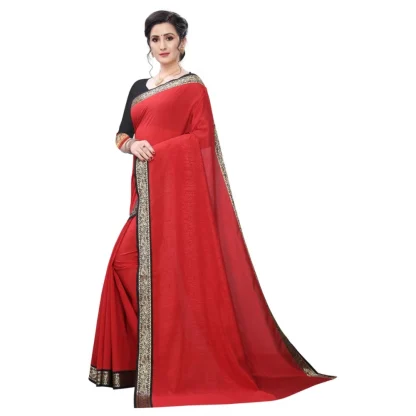 Women's Vichitra Silk Saree(Red ,5-6Mtrs) - Image 4