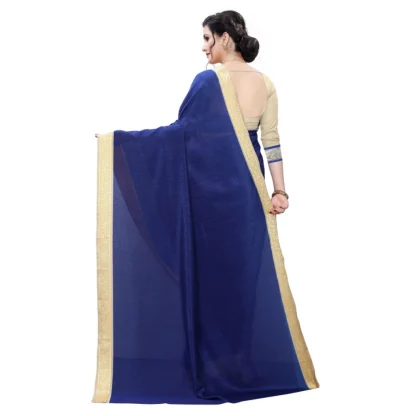 Women's Vichitra Silk Saree(Navy Blue ,5-6Mtrs) - Image 2