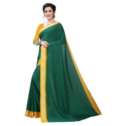 Women's Vichitra Silk Saree(Green ,5-6Mtrs) - Image 4