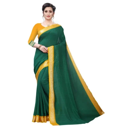 Women's Vichitra Silk Saree(Green ,5-6Mtrs)