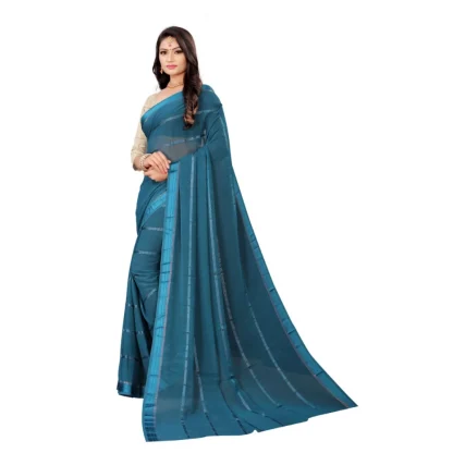 Women's Georgette Silk Saree(Rama ,5-6Mtrs) - Image 4