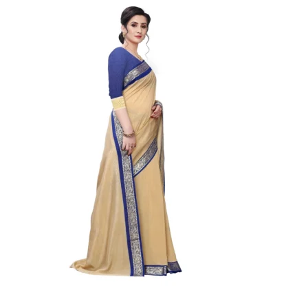 Women's Vichitra Silk Saree(Beige ,5-6Mtrs) - Image 3