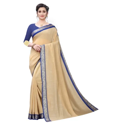 Women's Vichitra Silk Saree(Beige ,5-6Mtrs)