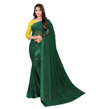 Women's Georgette Silk Saree(Green ,5-6Mtrs)