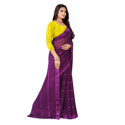 Women's Georgette Silk Saree(Wine ,5-6Mtrs) - Image 3