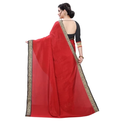 Women's Vichitra Silk Saree(Red ,5-6Mtrs) - Image 2