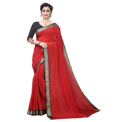 Women's Vichitra Silk Saree(Red ,5-6Mtrs)