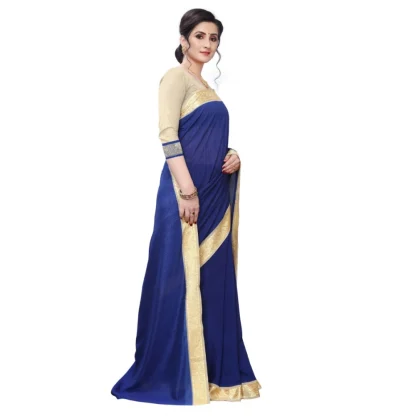 Women's Vichitra Silk Saree(Navy Blue ,5-6Mtrs) - Image 3