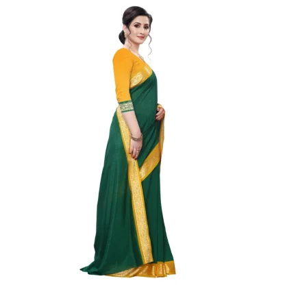 Women's Vichitra Silk Saree(Green ,5-6Mtrs) - Image 3